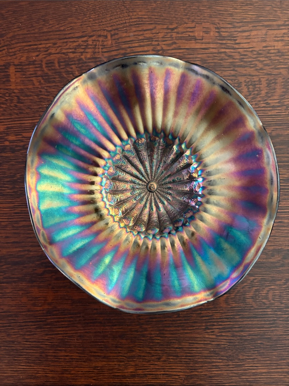 Carnival Glass Iridescent Decorative Glass Bowl - Multicolor Candy dish